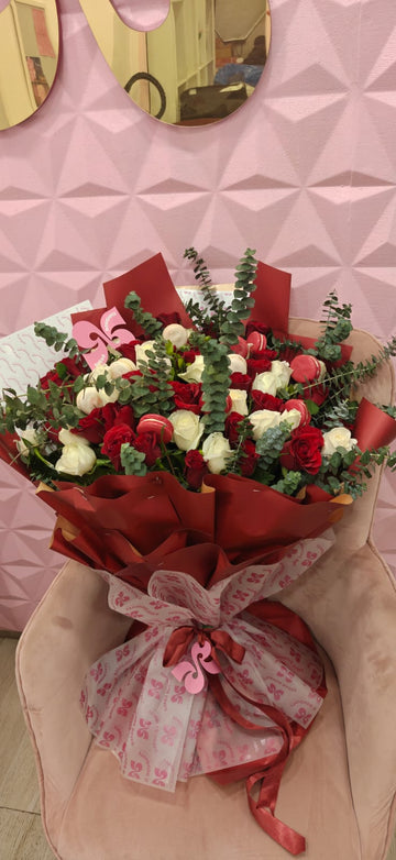 Christmas Rose Delight with Macarons