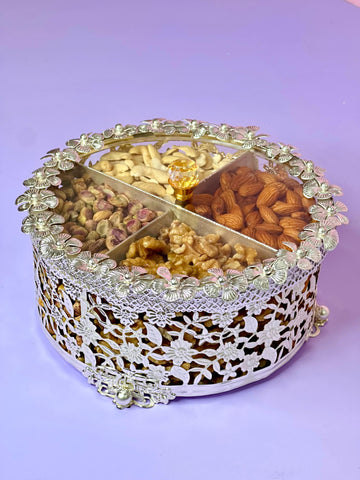 Silver Plated Dry Fruit Round Box