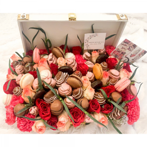 Treasure Full Of Treats- Chocolate-macaron-flower-hamper