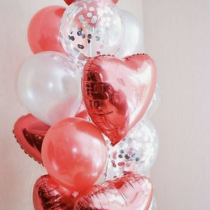 White "n" red-balloon bouquet