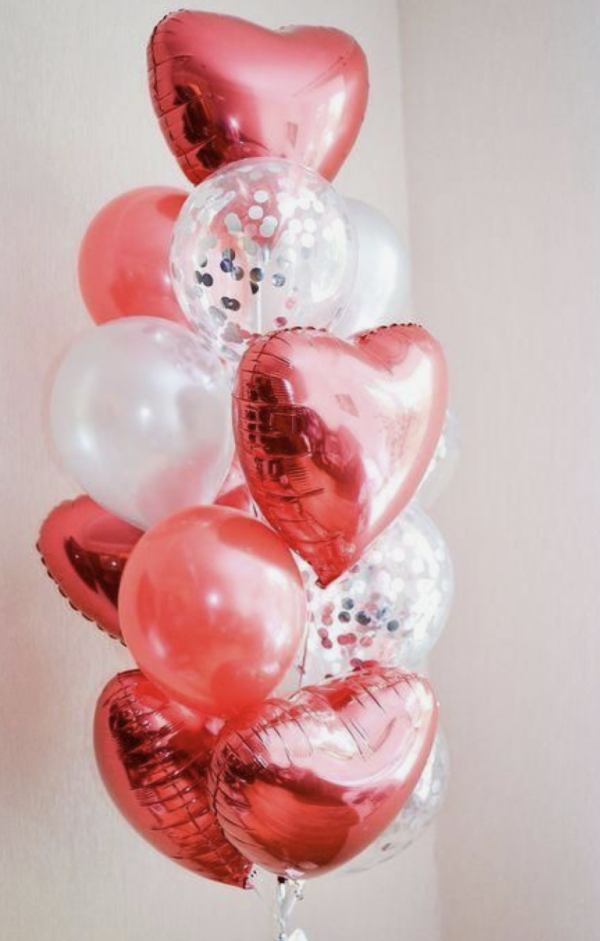 White "n" red-balloon bouquet