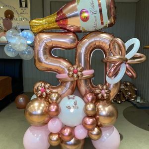 Golden Jubilee- 5oth Balloon- Balloon Bouquets- wine-