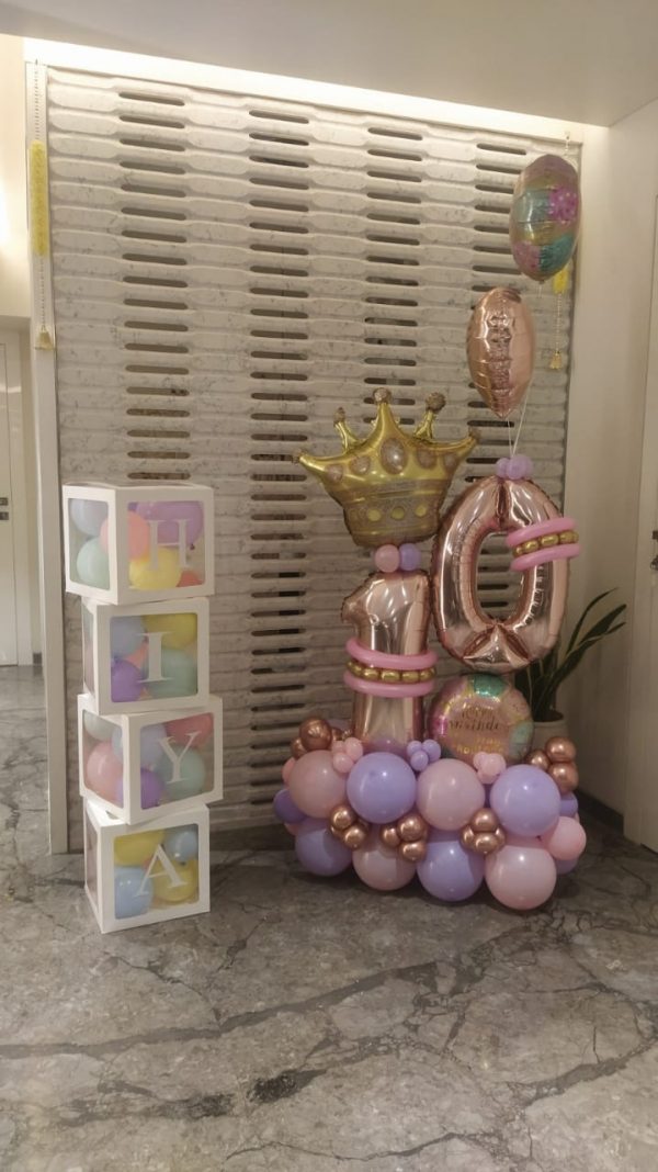 Royal- Balloon Bouquets- Crown- 10- pink- birthday