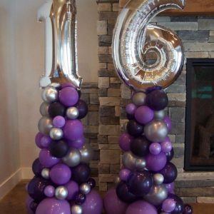 Sweet 16- balloon bouquet- 16- birthday- silver